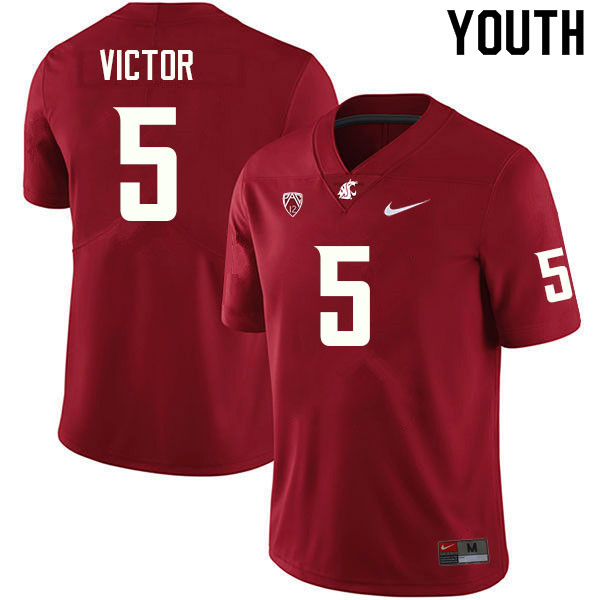 Youth #5 Lincoln Victor Washington State Cougars College Football Jerseys Sale-Crimson